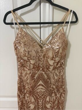 Windsor Rose Gold Sequin Mermaid Dress